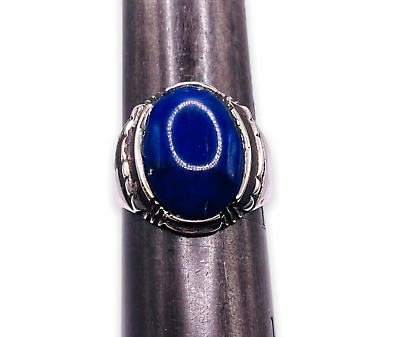 #ad Vintage Natural Blue Lapis Lazuli 925 Solid Sterling Silver Mens Ring Size 9.5 $180.49