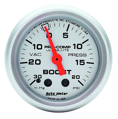 #ad Auto Meter 4301 Ultra Lite Vacuum Boost Mechanical Gauge 2 1 16 30 In.Hg 20 PSI $88.00