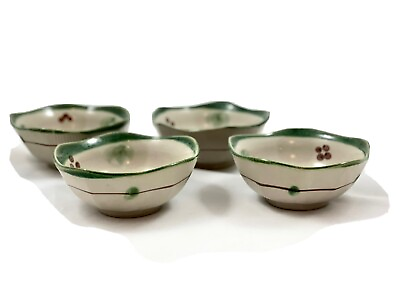 #ad Japanese Style Ceramic Bowl SET OF 4 Hand Glazed Floral Design Mino Ware $12.75