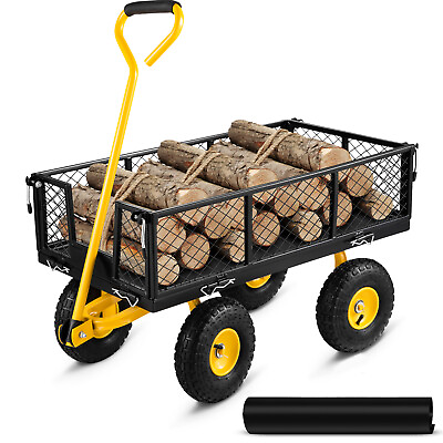 #ad VEVOR Garden Carts Heavy Duty Yard Dump Wagon Cart Steel Lawn Utility Cart 227kg $84.54