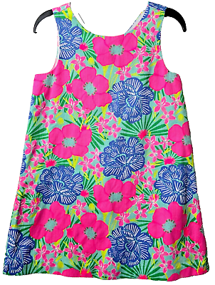 #ad Tommy Bahama Easter Dress 4 4T Neon Pink Floral Beach Cruise Expose Zipper Lined $24.99