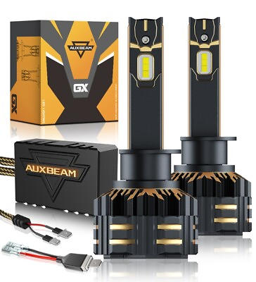 #ad AUXBEAM GX H1 LED Headlight Bulbs Kit High Low Beam 6500K White Extremely Bright $87.75