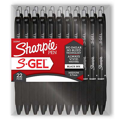 #ad Sharpie S Gel Gel Pens Medium Point 0.7 mm Black Ink Gel Pen 22 Count $20.02
