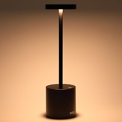 #ad Minimalist Desk Lamp Aluminum Metal LED Read Lamp Rechargeable Black Table La... $56.87