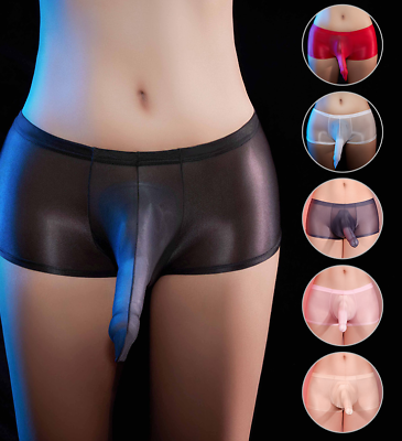 #ad Mens Silky Boxer Pouch Briefs Penis Sheath Trunks Underpants Shorts Underwear $8.44