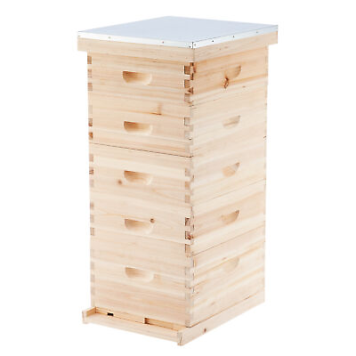 #ad 5 Layer Bee Hive Boxes Starter Kit Langstroth Beehive for Beekeeping Supplies $145.99
