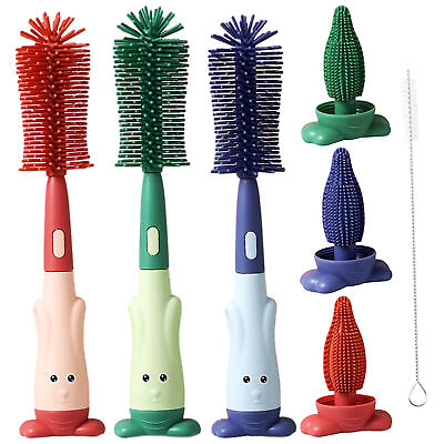 #ad 1* Baby Bottle Cleaning Brush 3 In 1 Silicone Bottles Cleaner Brushes 11.8in $12.09