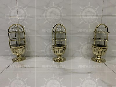 #ad Lamp Style New Marine Solid Brass Mount Ship Bulkhead Alley Light 3 Pcs $293.92