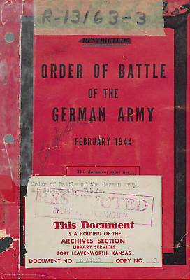 #ad 577 Page War Department Feb. 1944 Order Of Battle Of The German Army on Data CD $14.99