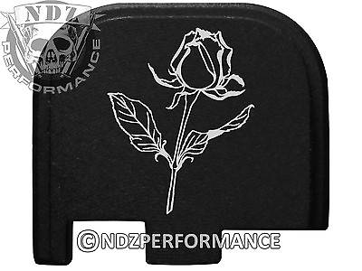 #ad for Glock 43 ONLY Rear Slide Cover Plate Black 9mm G43 Rose Flower $19.99