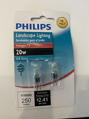 #ad Philips Landscape Lighting 20W T3 12 Volt Bi Pin Base Light Bulb 2 Pack $9.00