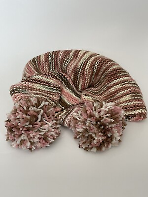 #ad Knitted Scarf Winter Scarf Pink Scarf Scarf for Women Pom Pom Scarf $65.00