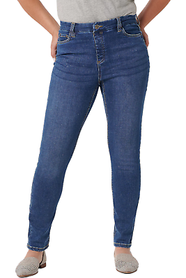 #ad Denim amp; Co. Easy Stretch Slim Straight Jeans Medium Wash $21.99