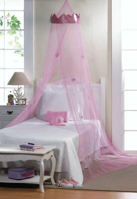 #ad PINK PRINCESS CROWN TULLE BEDROOM BED CURTAIN US CANOPY MOSQUITO BUG NET NETTING $38.40