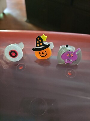 #ad Kids Halloween Light Up Rings Variety Lot Of 3 Eyeball BAT Pumpkin # 8 $3.75