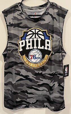 #ad NBA Philadelphia 76ers Black Camo Badge of Honor Tank Top Mens Size M $19.99