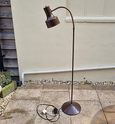 #ad Vintage Mid Century Floor Lamp Flex Goose Swan Neck Brown Spotlight Retro Light GBP 49.99