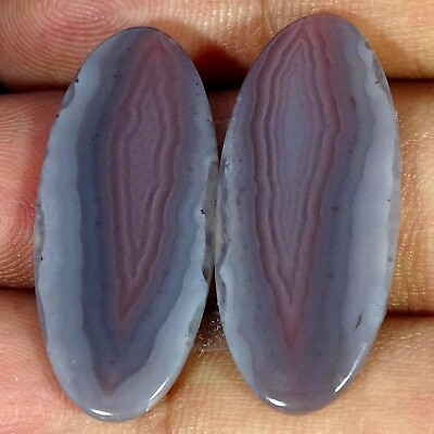 #ad Natural Red Botswana Agate Loose Gemstone Oval Cabochon Pair 25.10 Cts 14X31X3MM $6.50