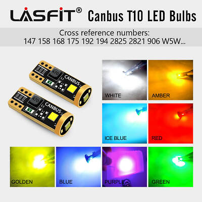 #ad LASFIT T10 194 168 2825 W5W LED License Plate Lights Bulb White Red Amber Blue $10.99
