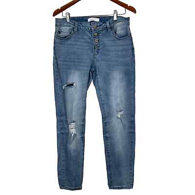#ad KANCAN Estilo 5 Pocket Button Fly Mid Rise Distressed Denim Jeans Size 29 $26.24