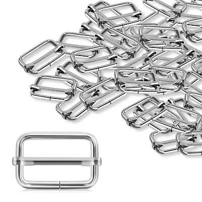 #ad ERKOON 30 Pieces Slide Buckle 1 Inch Metal Triglide Slides Rectangle Adjustable $9.22