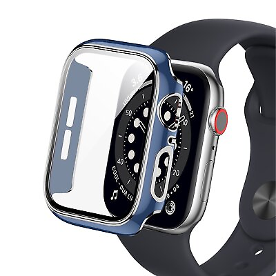 #ad Worryfree Gadgets Bumper Case with Screen Protector for Apple Watch Blue Silver $22.20