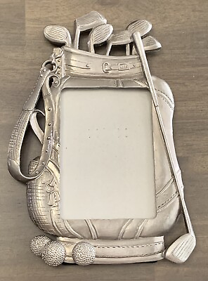 #ad Pewter Picture Frame Golf Bag Irons Sporty Desk Christmas Fathers Day 2.5”x3.5” $8.00