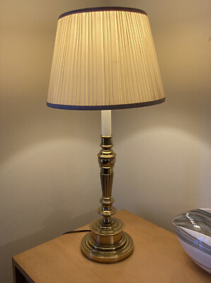 #ad Vintage Mid Century Brass Stiffel Columnal Style Table Lamp 27” $59.00