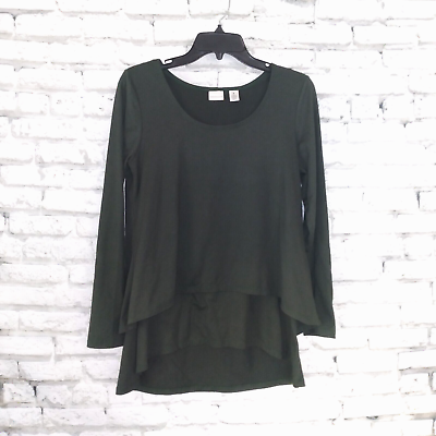 #ad Westbound Womens Tunic Top Small Green Layered Long Sleeve Scoop Neck Lagenlook $19.99