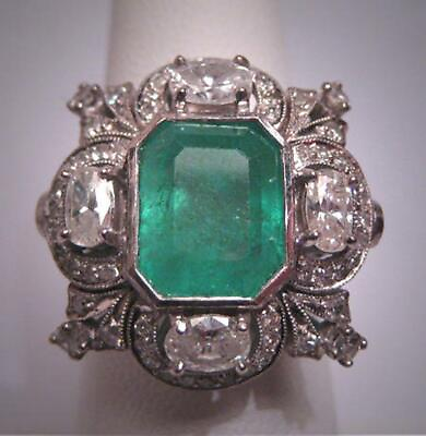 #ad Antique 6.60ct Emerald Stone Vintage Art Deco Wedding Sterling 925 Silver Ring $299.00