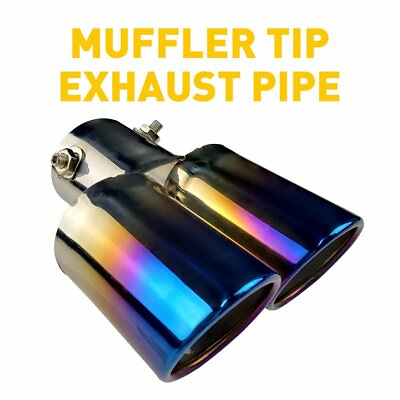 #ad 63mm Stainless Steel Auto Car Tail Rear Dual Exhaust Pipe Tip Muffler Universal $19.99