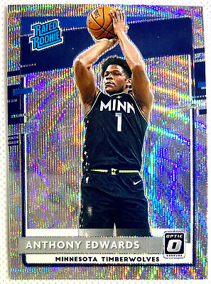 #ad 2020 21 Donruss Optic Anthony Edwards Rated Rookie Silver Wave Prizm Card RC $79.95