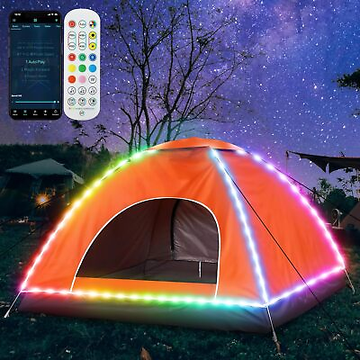 #ad Pop Up LED Camping Tent 2 3 Person Portable Tent with App amp; Music Sync $47.42