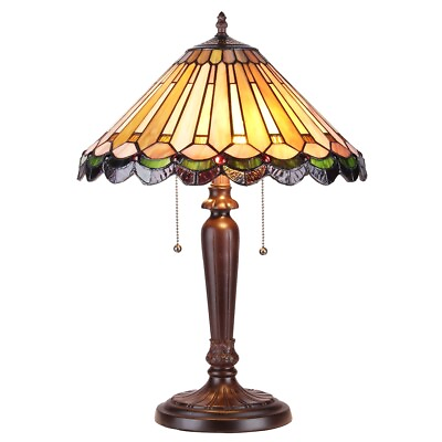 #ad 22quot; Antique Vintage Style Stained Glass Table Lamp $215.00