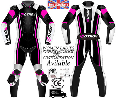 #ad WOMENS LEATHER RACING SUIT MOTO STYLE LADIES CE ARMOUR MOTORBIKE MOTORCYCLE GBP 279.99
