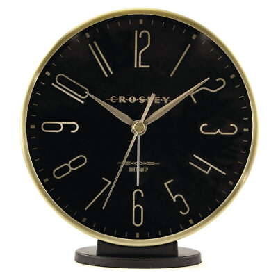 #ad Black and Gold Vintage Modern Sweep Analog Table Desk or Mantel Alarm Clock $18.79