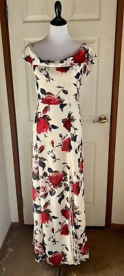 #ad NWT Size L Re:Named prom formal romantic Cream amp; Rose Petal full length gown $35.00