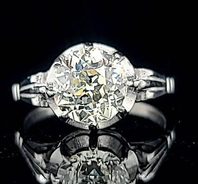 #ad 2.02ct. Platinum Vintage Engagement Ring Old Euro Cut Natural Diamond Circ 1920#x27; $7850.00