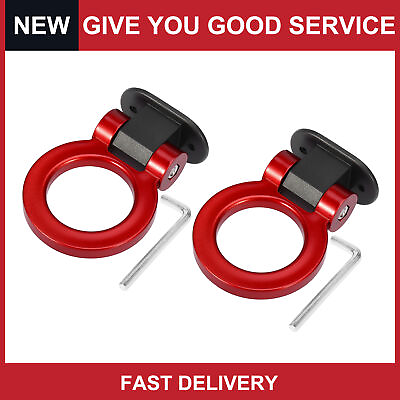 #ad Universal Red Car Ring Shaped Tow Hook Decor Bumper Trailer Sticker Pack of 2 $11.34