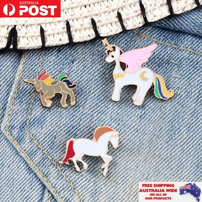 #ad 3pc Unicorn Pony Horse Kids Enamel Pin Brooch Badge Jewellery Fashion Gift Xmas AU $13.95