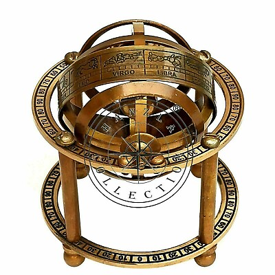 #ad Antique Brass Armillary Nautical Sphere Astrolabe Maritime Collectible Globe $18.05