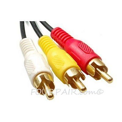 #ad 6ft 3 RCA Red White Yellow Composite Stereo Audio Video AV Cable Cord VCR DVD $5.49