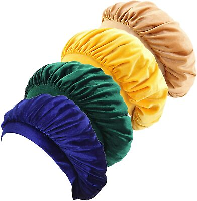 #ad Women Velvet Bonnet Sleep Cap Comfortable Night Sleeping Hat IN 4pcs Style B $32.17