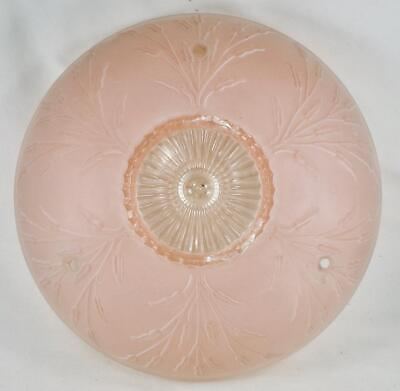#ad #ad Ceiling Lamp Shade Peachy Pink Frosted Glass amp; Clear Grasses Retro Vintage #8 $69.99