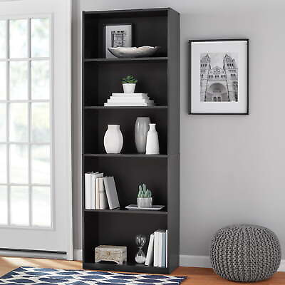 #ad 5 Shelf Bookcase with Adjustable Shelves True Black Oak $37.75