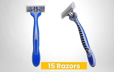 #ad Vaylor Disposable Razors for Men 3 Blade 15 Pack Smooth Shave Sensitive Skin $15.98