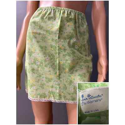 #ad Vintage Junior Intimates By Warner’s Half Slip Size 7 Green Polyester Cotton USA $17.86