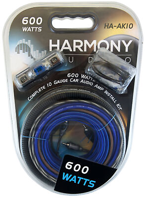 #ad Harmony Audio HA AK10 Car Stereo 10 Gauge 600W Amp Amplifier Install Kit Nickel $16.99