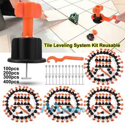 #ad 100 400PCS Tile Leveling System Kit Reusable Tile Spacer Wall Floor Clips Tools $23.73