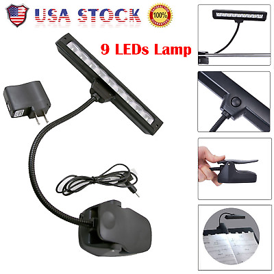 #ad Lamp Light Black Flexible 9 LEDs Clip On Orchestra Music Stand With Adapter $12.49